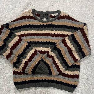 Blu Pepper Striped Crew Neck Sweater - Gray, Black, Brown, Cream